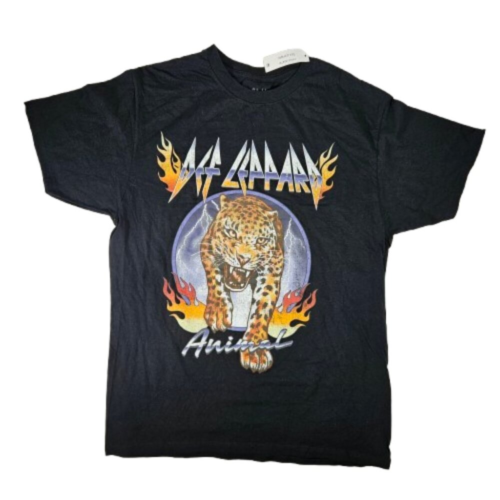 Def Leppard Animal T-shirt Black Graphic Men's Size Large Short Sleeve Rock